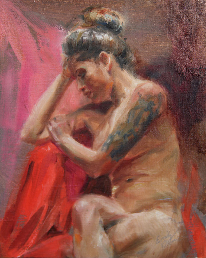 Figure Study With Tattoo Painting by Emily Olson
