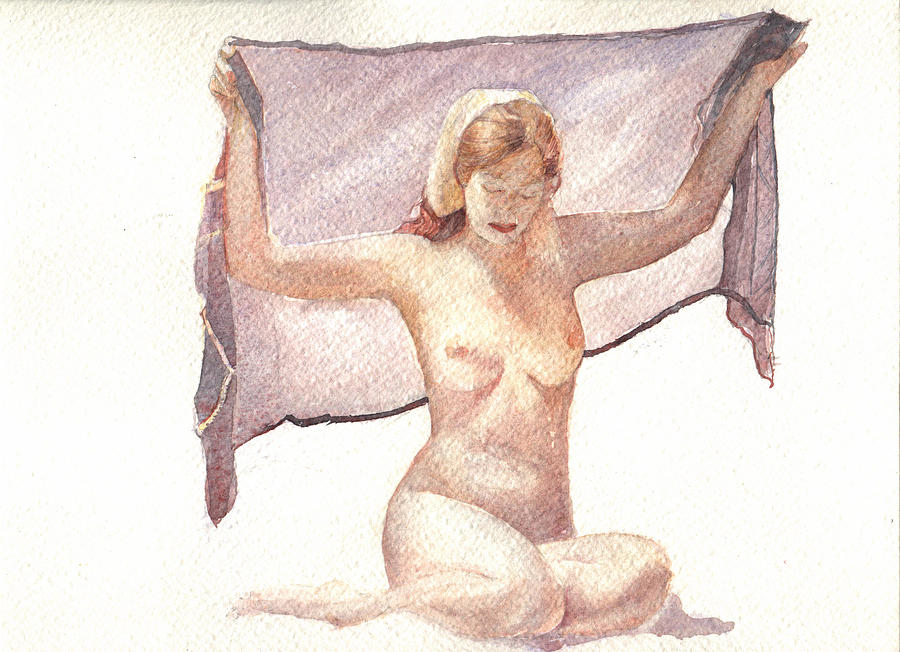 Figure with Veil Painting by David Ladmore