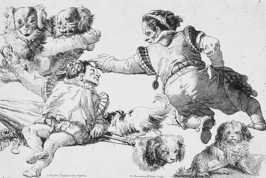 Figures of Dwarfs and Dogs Relief by Giovanni Domenico Tiepolo