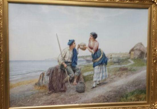 Figures on the Beach Painting by Pietro Gabrini