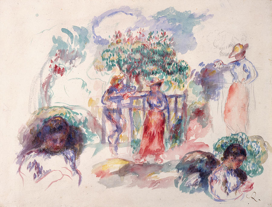Figures under a Tree Painting by Auguste Renoir