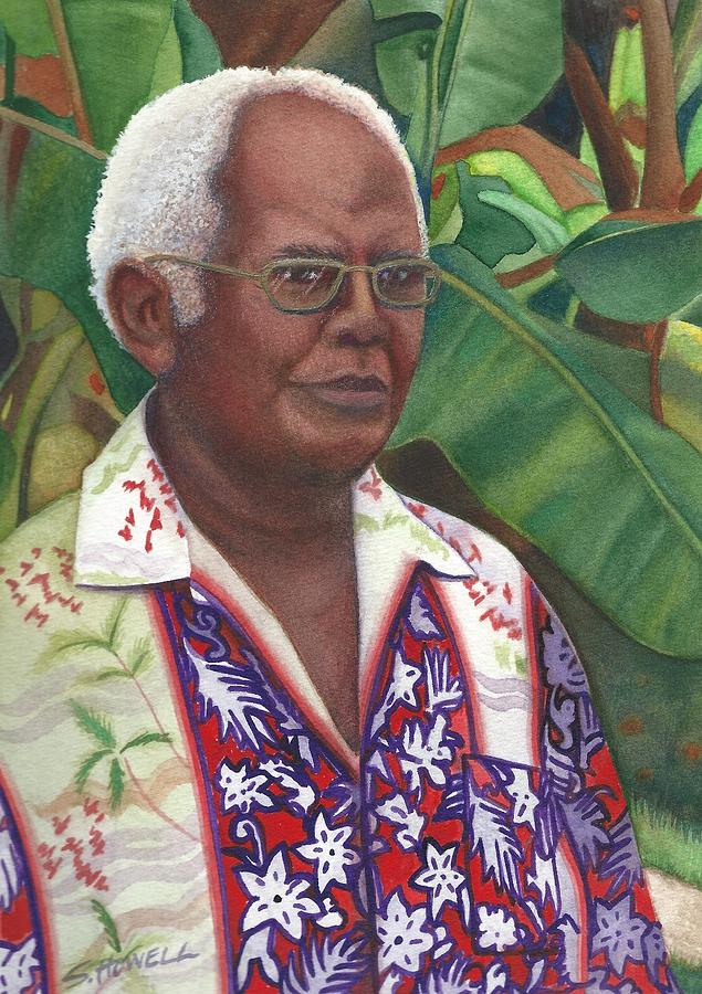 Fijian Elder Portrait Painting by Sandi Howell