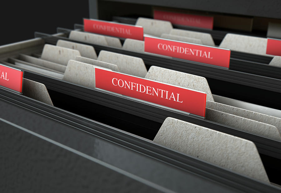 Private Digital Art - Filing Cabinet Drawer Open Confidential by Allan Swart