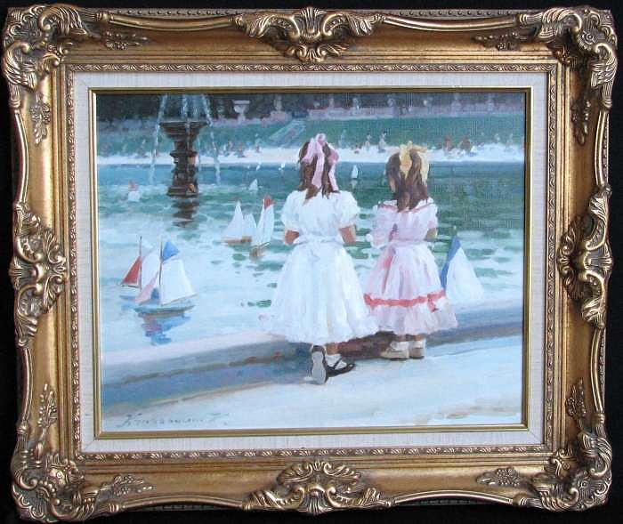 Fillettes Pres de la Fontaine Painting by Krassouline Fillettes Pres de la Fontaine Painting by Krassouline