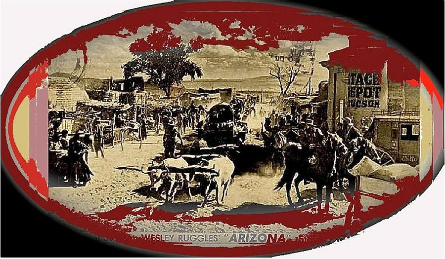 Film homage Arizona lobby card main street Old Tucson Arizona 1940-2012 Photograph by David Lee Guss