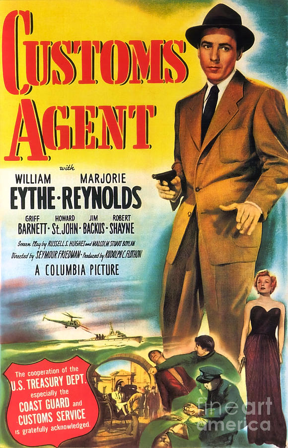 Film Noir Movie Poster Customs Agent  Painting by Vintage Collectables