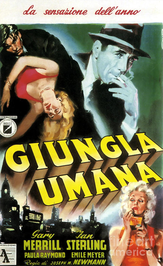 film Noir movie poster Giungla Umana Painting by Vintage Collectables