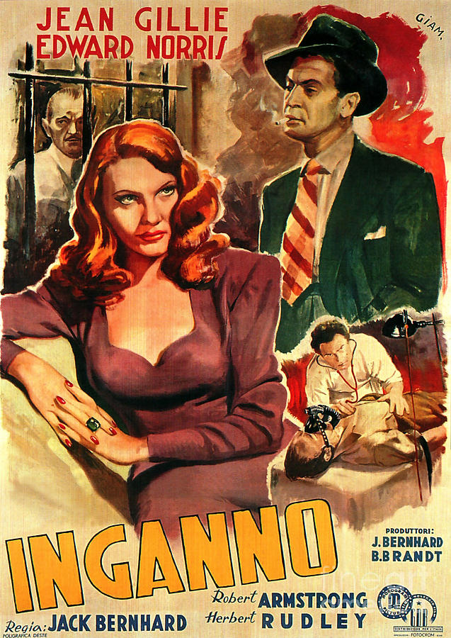 Film Noir Movie Poster Inganno Painting by Vintage Collectables - Pixels