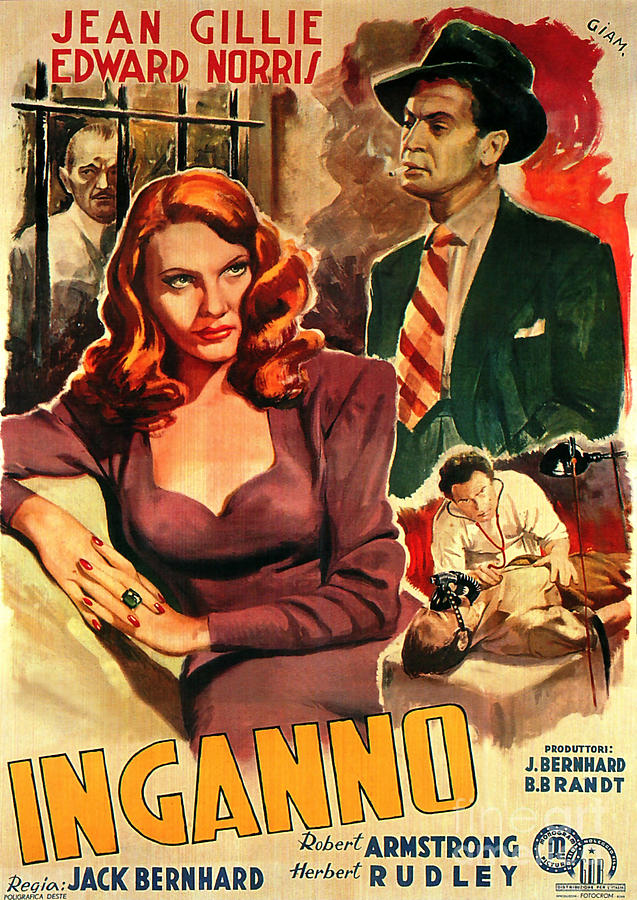 Film Noir Movie Poster Inganno by Vintage Collectables