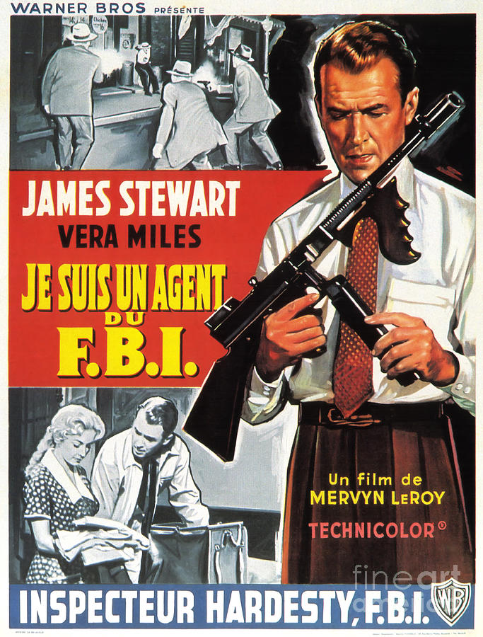Film Noir Movie Poster James Stewart in Je Suis Un Agent Du F B I Painting by Vintage Collectables