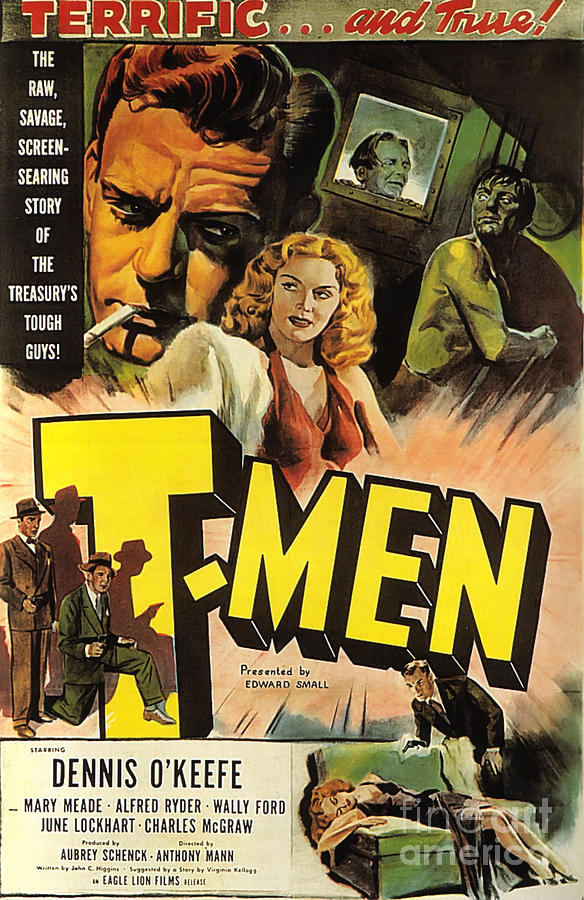 Film Noir Poster design 2 T Men  Painting by Vintage Collectables