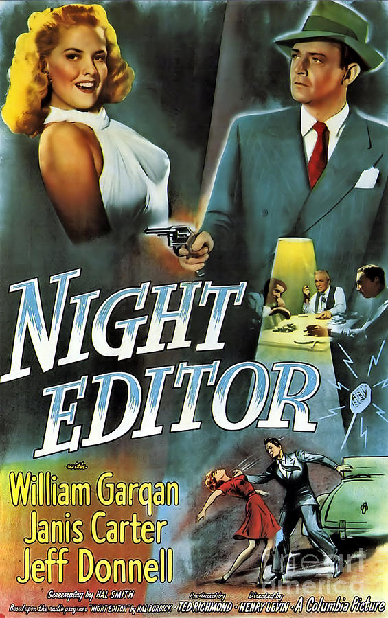 Film Noir Poster Night Editor Painting by Vintage Collectables