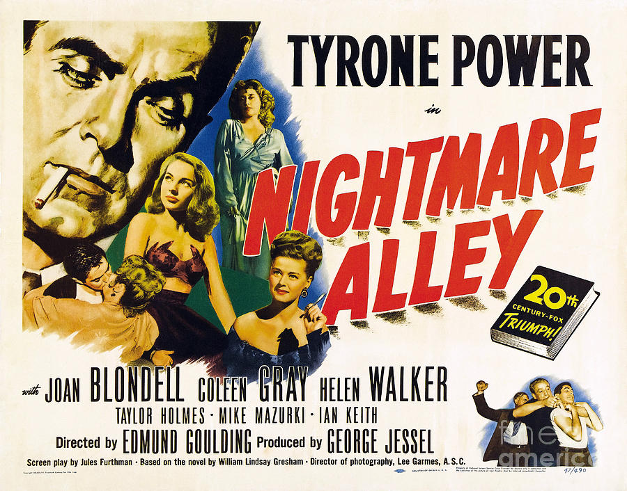 Film Noir Poster  Nightmare Alley Tyrone Power Painting by Vintage Collectables