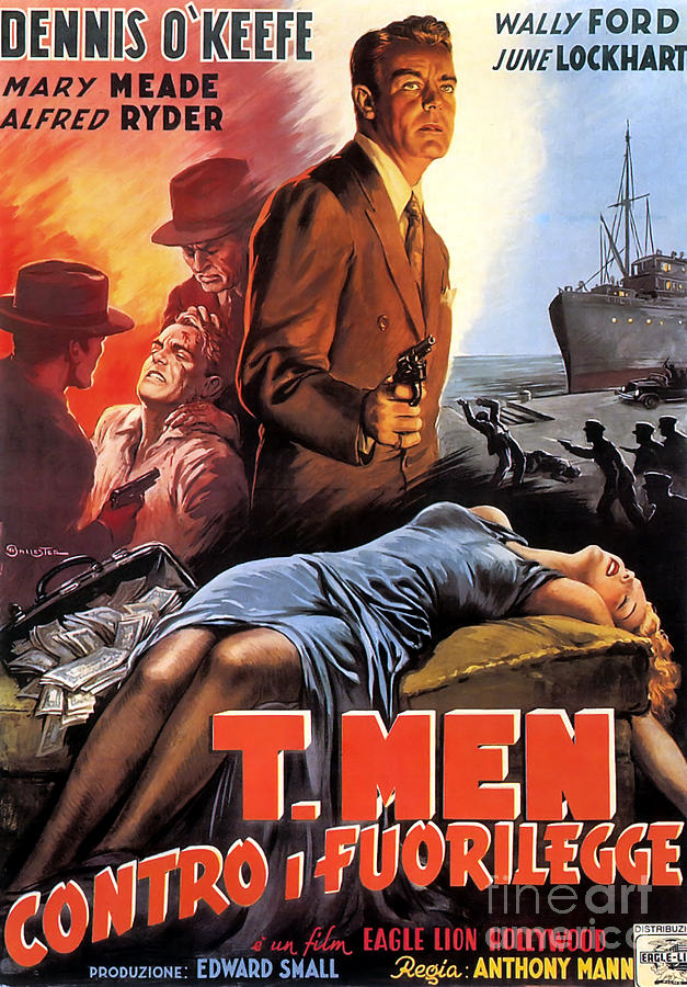 Film Noir Poster   T Men Painting by Vintage Collectables