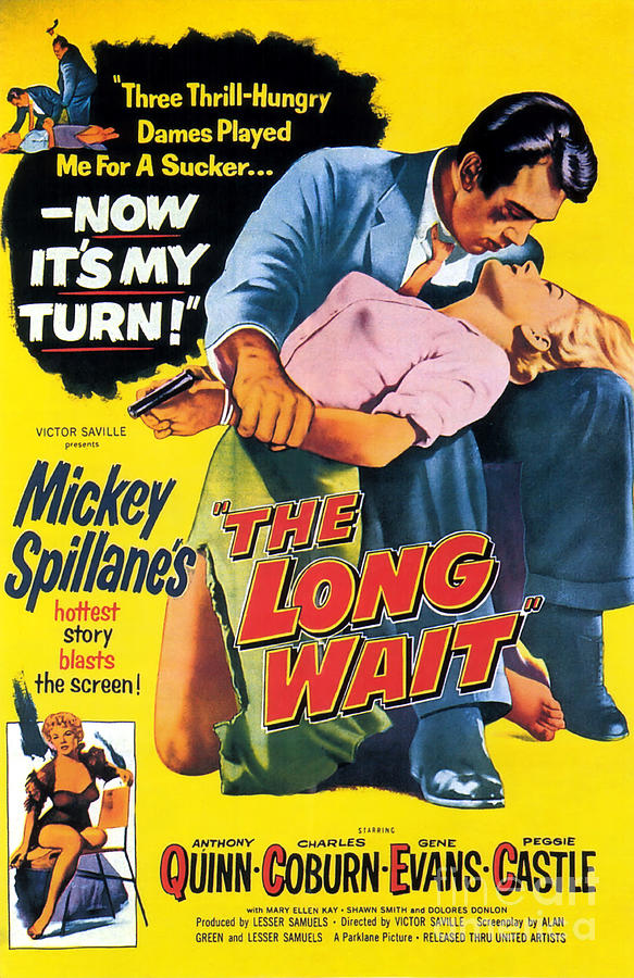 Film Noir Poster  The Long Wait Painting by Vintage Collectables