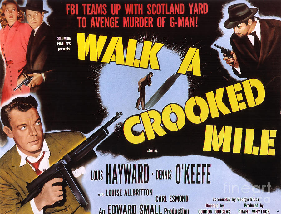 Film Noir Poster   Walk a Crooked Mile Painting by Vintage Collectables