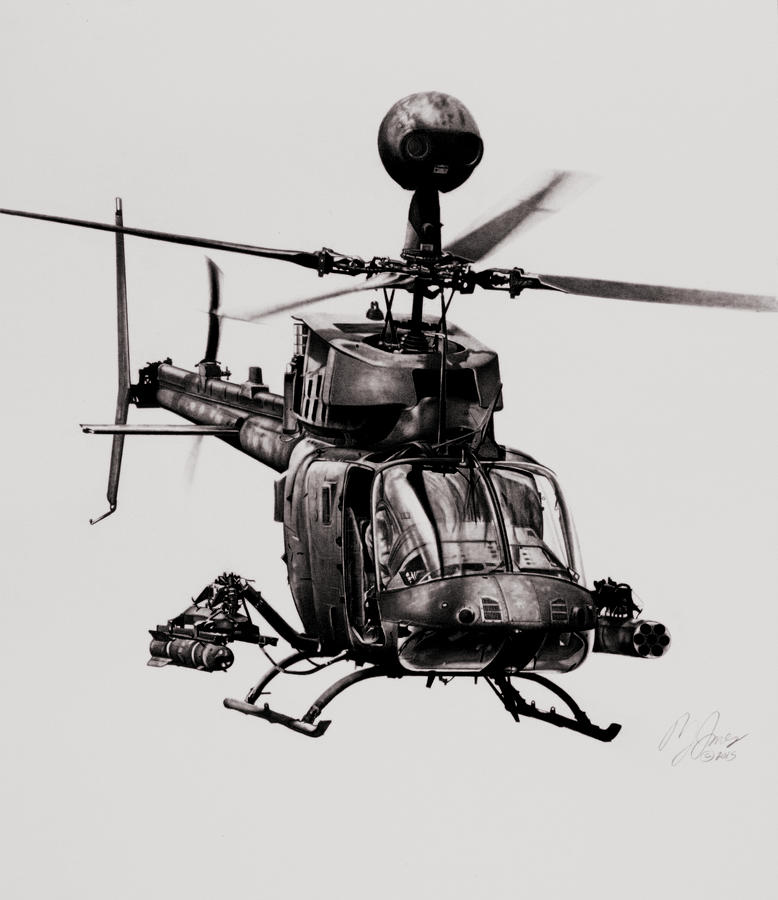 Helicopter Drawing - Filthy Eight by Murray Jones
