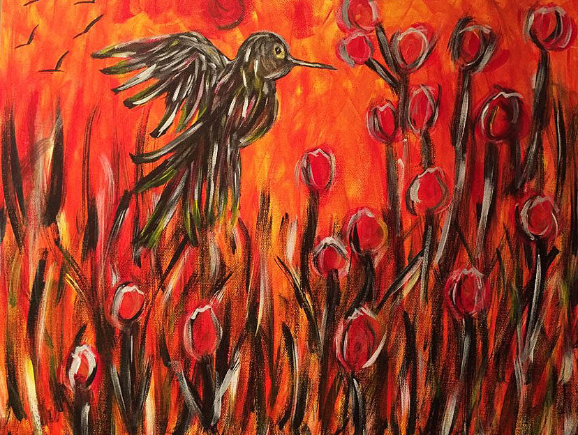 Hummingbird Painting - Final days of sweetness by Sharon Szymczak