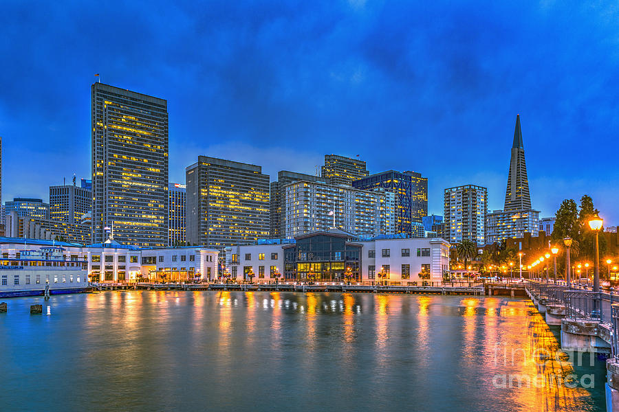 Financial District lighted at Night  Photograph by David Zanzinger