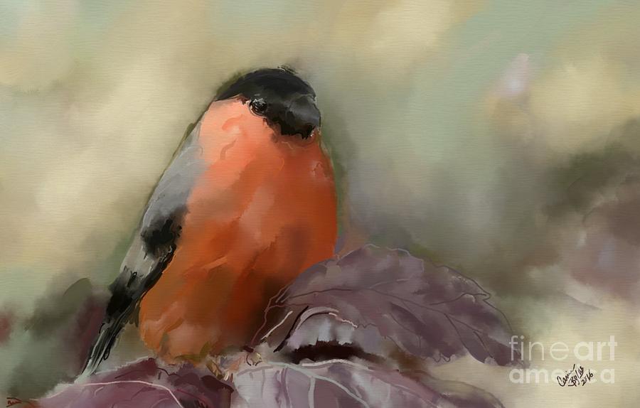 Finch Painting by Carrie Joy Byrnes