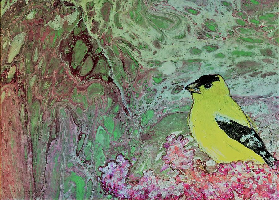 Finches Spring Painting by Lyn Hayes