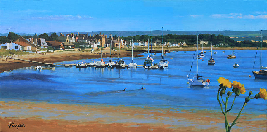 Boat Painting - Findhorn Bay, Scotland by Jonathan Luxon