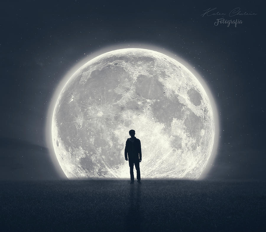 Moon Digital Art - Finding Peace by Kathy Chareun