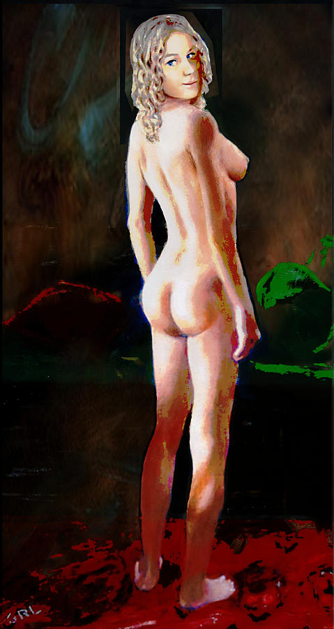 Fine Art Female Nude Brigit Standing Original Multimedia Painting Painting by G Linsenmayer