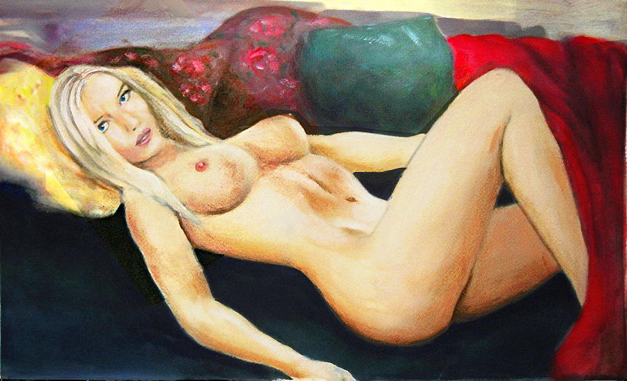Fine Art Female Nude Tasha2c Reclining Painting by G Linsenmayer