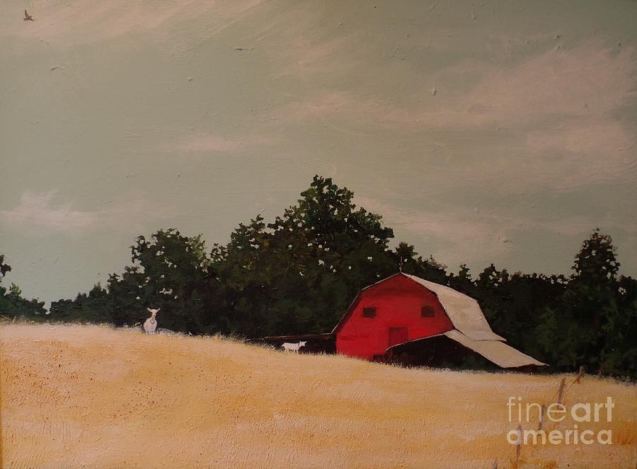 Red Barn Painting - Fine August Day by Carla Dabney Red Barn Painting - Fine August Day by Carla Dabney