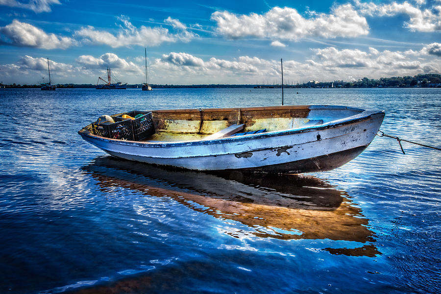 Boat Photograph - Fine Blue Morning by Debra and Dave Vanderlaan