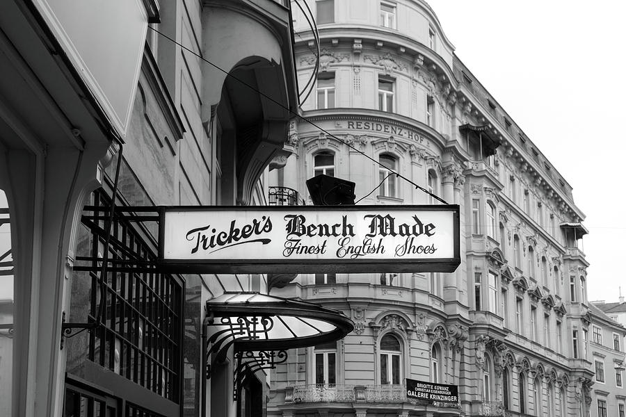 Fine English Shoes Sign black and white Photograph by Sharon Popek