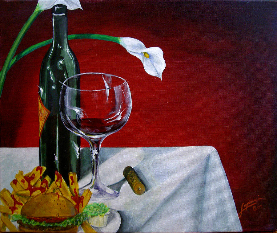 Wine Painting - Fine Wine by Thomas Lupari Wine Painting - Fine Wine by Thomas Lupari