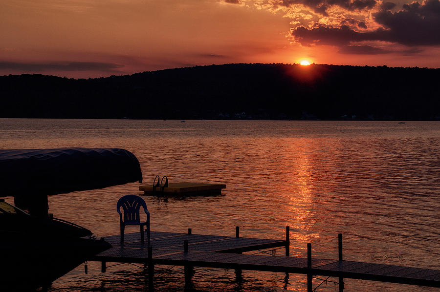 Finger Lakes New York Sunset By The Dock 01 Photograph by Thomas Woolworth
