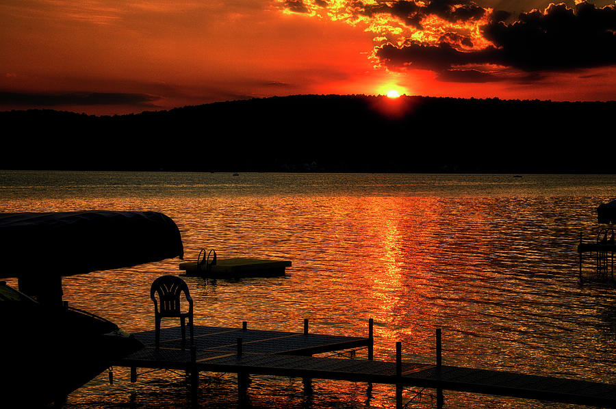 Finger Lakes New York Sunset By The Dock 03 Photograph by Thomas Woolworth