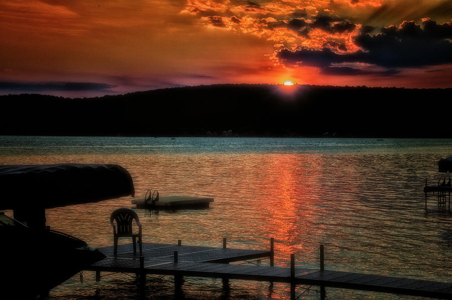 Finger Lakes New York Sunset By The Dock 04 Photograph by Thomas Woolworth