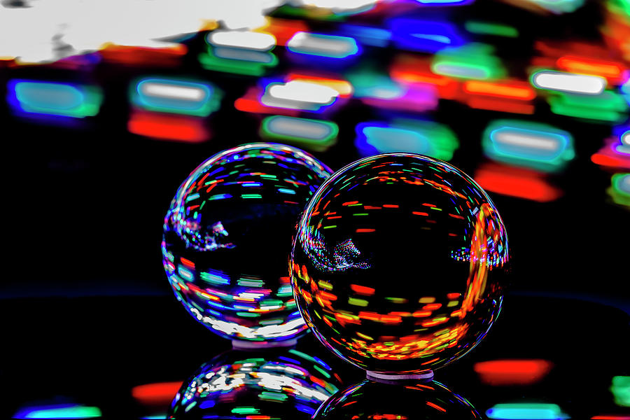 Finger Light Painted Glass Ball Abstract Photograph by Sven Brogren