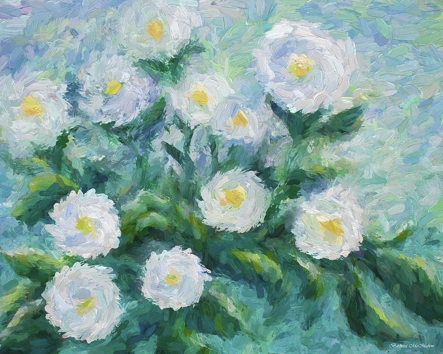Finger Painted Garden Flowers Painting by Barbara McMahon