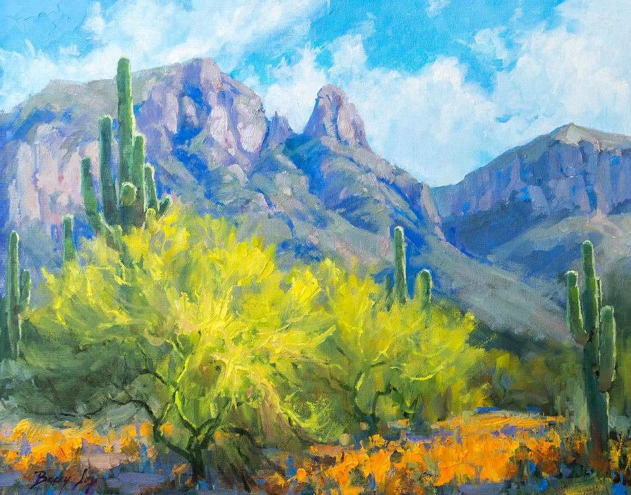 Finger Rock Tucson AZ Painting by Becky Joy