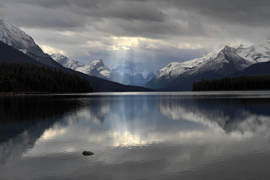 Fingers of god in Maligne lake  Photograph by Pierre Leclerc Photography