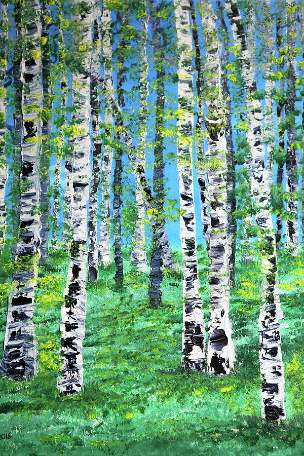 Finland Birches  Painting by Valerie Ornstein
