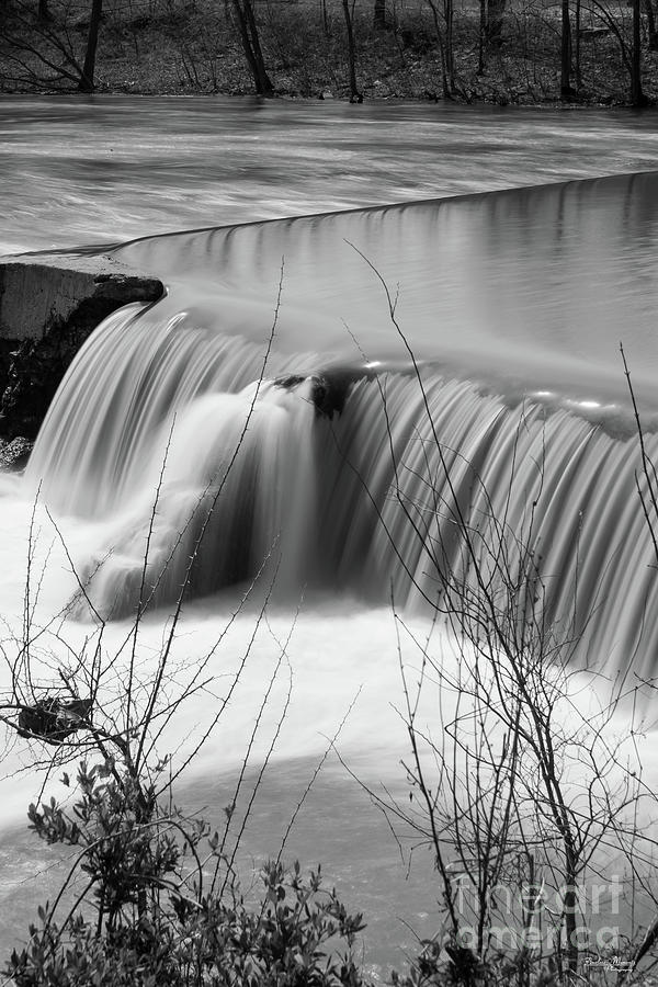 Finley Dam Waterfall Grayscale Photograph by Jennifer White