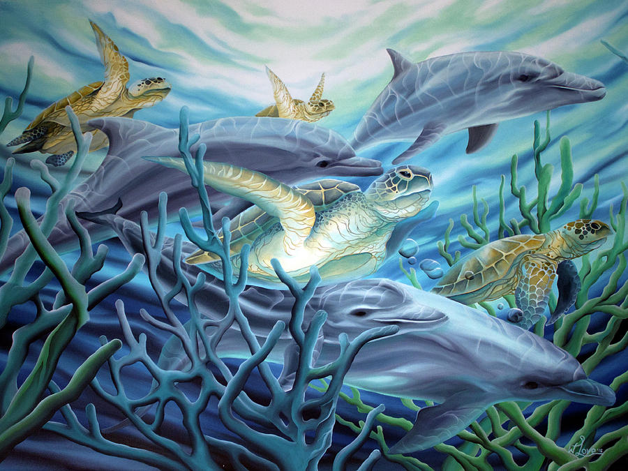 Fins and Flippers Painting by William Love