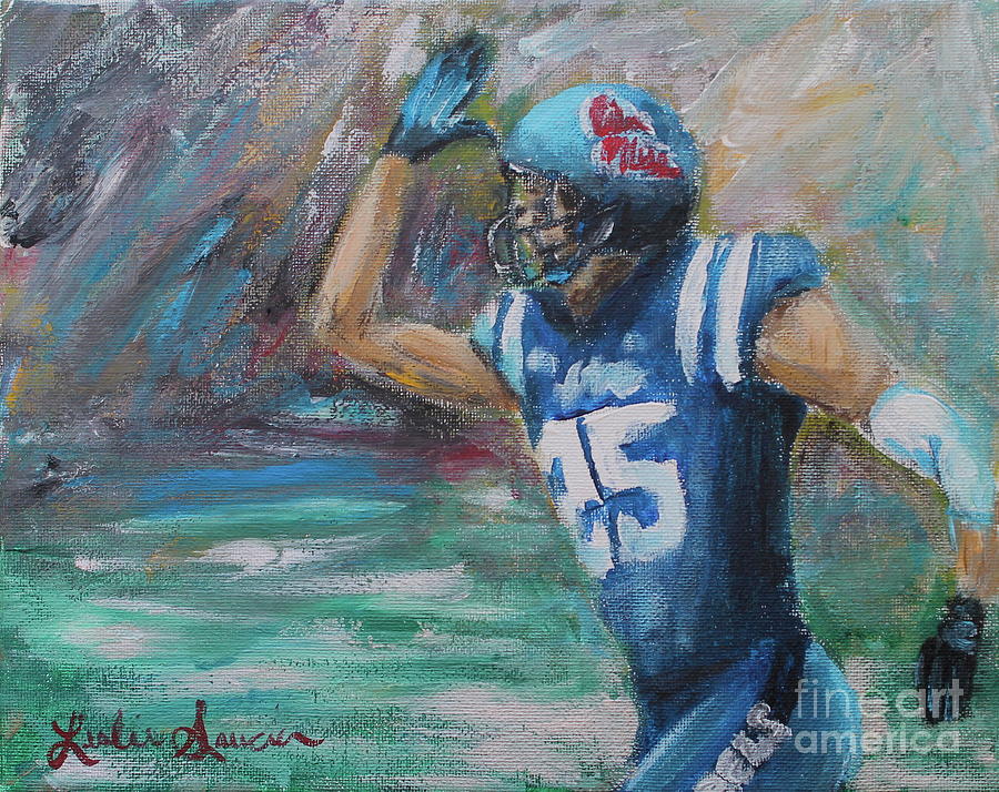 Football Painting - Fins Up by Leslie Saucier