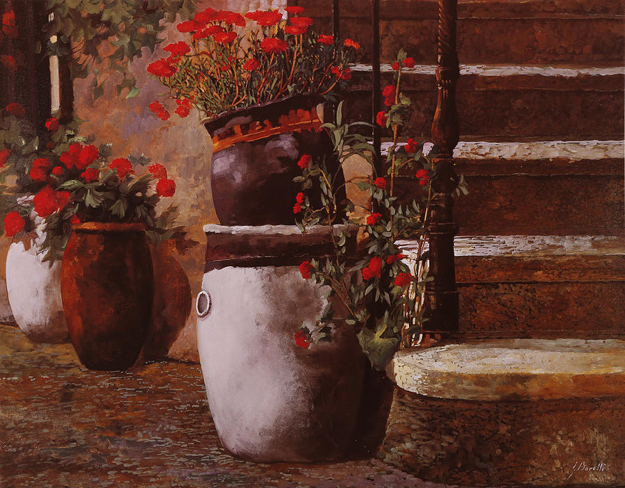 Vase Painting - Fiori Rossi Nei Vasi by Guido Borelli