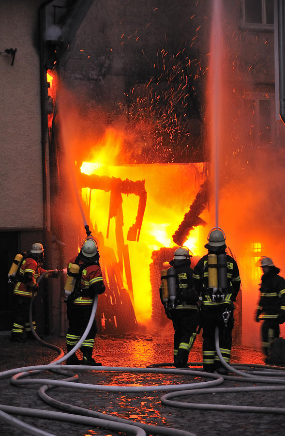 Fire - Burning House - Firefighters Photograph by Matthias Hauser