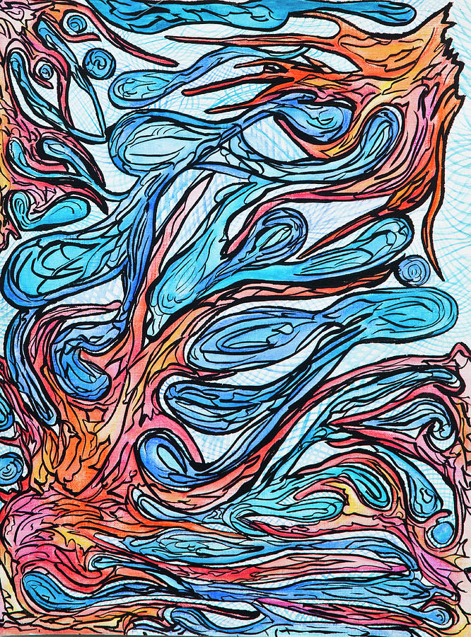 Fire Drawing - Fire And Water  by Tory  Tunes