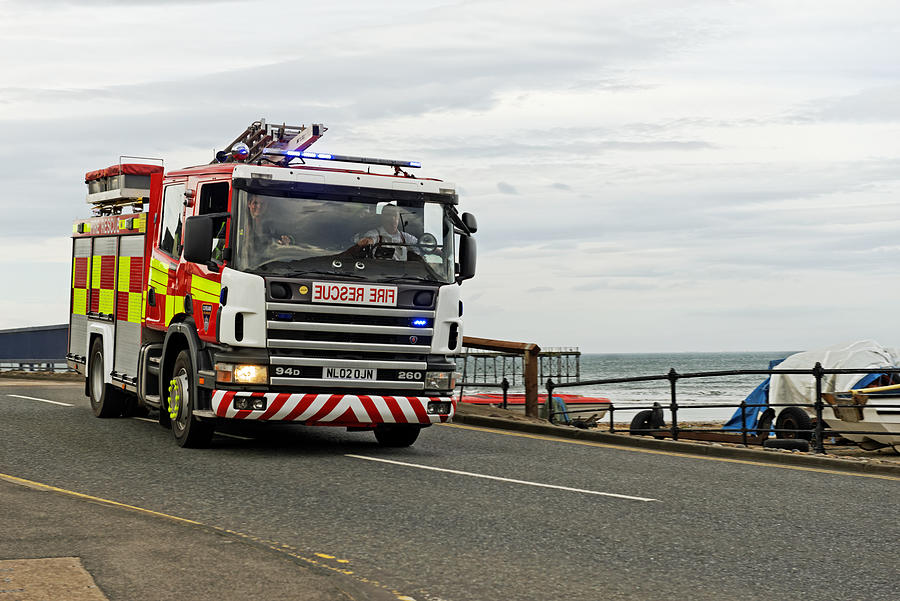 Fire Appliance On A Call - Saltburn Photograph by Rod Johnson