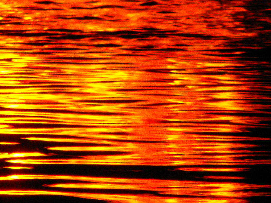 Fire at Night on the Water Digital Art by Michael Oceanofwisdom Bidwell