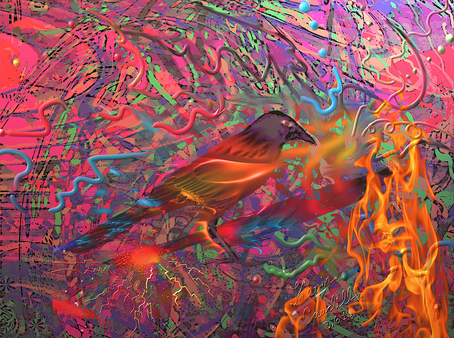 Abstract Digital Art - Fire Bird by Kevin Caudill